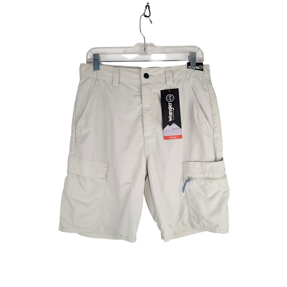 Wrangler ATG Peak Shorts Mens 32 Tan Hiking Cargo Moisture Wicking UPF 50+